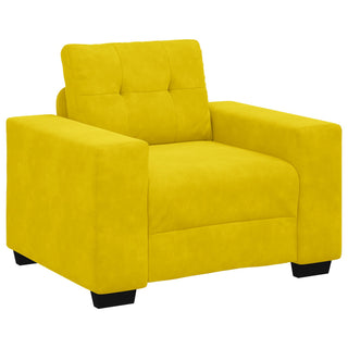 vidaXL 3 Piece Sofa Set with Cushions Yellow Velvet - Sofa In Store
