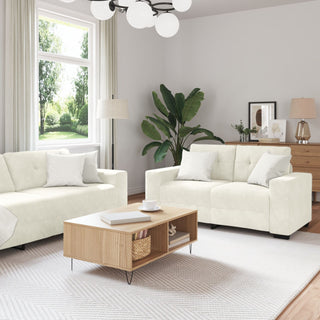 vidaXL 2 Piece Sofa Set with Cushions Cream Velvet - Sofa In Store