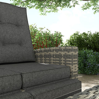 Outsunny 4 Piece Rattan Garden Furniture Set Outdoor Sofa Sectional Set with Glass Top Table for Poolside, Light Grey - Sofa In Store