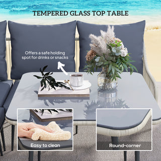 Outsunny Six-Piece Rattan Strong Garden Sofa Set - Grey - Sofa In Store
