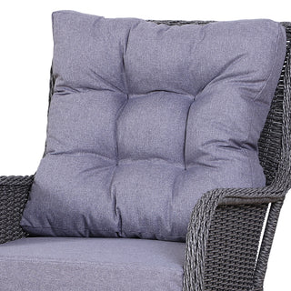 Outsunny 5PCS Deluxe Garden Rattan Furniture Sofa Chair & Stool Table Set  Patio Wicker Weave Furniture Set Aluminium Frame Fully-assembly - Grey - Sofa In Store