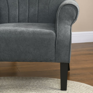 HOMCOM Upholstered Accent Chair with High Back, Rolled Arms and Wood Legs, Soft Thick Padded Armchair, Grey - Sofa In Store