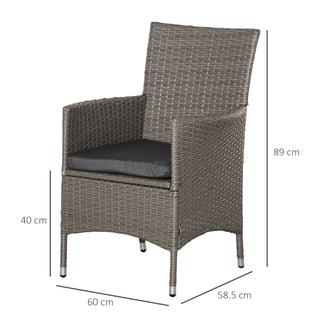 Outsunny Set of Four Rattan Armchairs, with Cushions - Grey - Sofa In Store