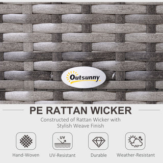 Outsunny 5 Pieces Rattan Garden Furniture Set, 4 Seater Half-Round Garden Sofa Set with Thickened Cushions, Wicker Conservatory Furniture with 4 Chairs, Rattan Coffee Table and Pillows, Grey - Sofa In Store