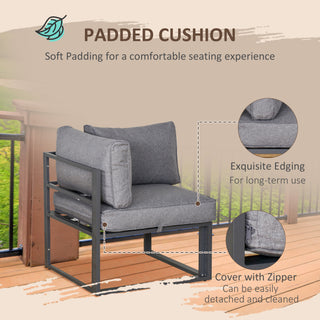 Outsunny 5 Piece Garden Aluminium Conversation Sofa Set Patio Furniture Set Outdoor 2 Sofas 2 Footstools End Table with Cushions - Sofa In Store