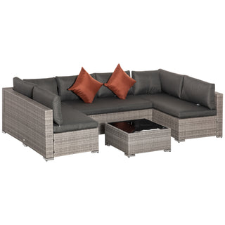 Outsunny Four-Piece Half-Square Rattan Sofa Set - Mixed Grey - Sofa In Store