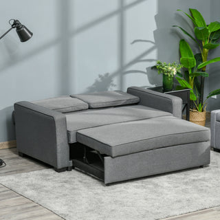 HOMCOM Double Sofa Bed Click Clack Sofa Bed Pull Out Bed with Adjustable Backrest for Living Room and Bedroom Grey - Sofa In Store