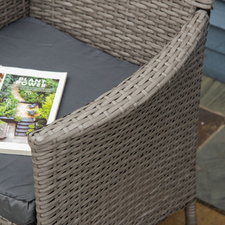 Outsunny Set of Four Rattan Armchairs, with Cushions - Grey - Sofa In Store