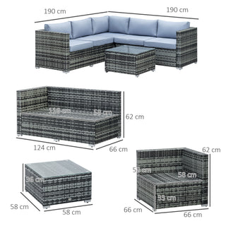 Outsunny Four-Piece Rattan Sofa Set - Grey - Sofa In Store