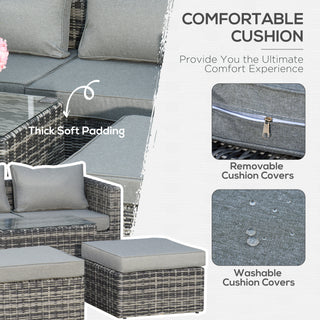 Outsunny Five Piece Rattan Armchair, Stool and Table Set - Mixed Grey - Sofa In Store