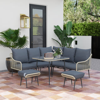 Outsunny Six-Piece Rattan Strong Garden Sofa Set - Grey - Sofa In Store