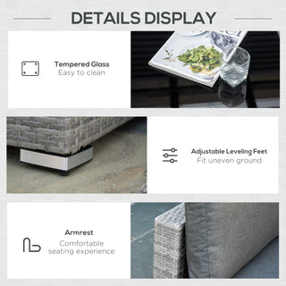 Outsunny Four-Piece Half-Square Rattan Sofa Set - Mixed Grey - Sofa In Store