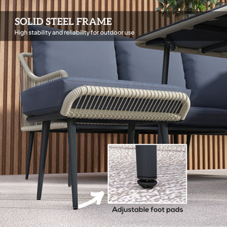 Outsunny Six-Piece Rattan Strong Garden Sofa Set - Grey - Sofa In Store