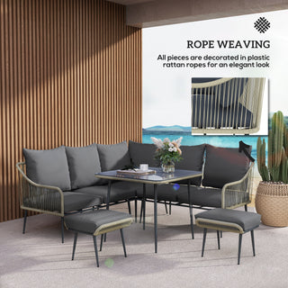 Outsunny Six-Piece Rattan Strong Garden Sofa Set - Grey - Sofa In Store