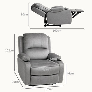 HOMCOM Microfibre Manual Reclining Armchair, with Footrest - Grey - Sofa In Store