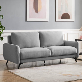 Beloit Grey Fabric 3 Seater Sofa with Black Legs Modern Comfort and Support - Sofa In Store