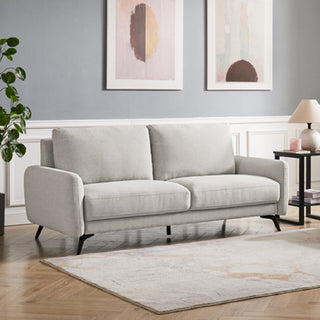Beloit Oatmeal Fabric Sofa – 3 Seater | Black Legs, Pocket Sprung Seating - Sofa In Store