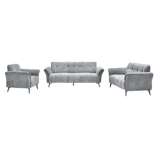 Agios Grey Fabric 1 Seater Sofa with Black Chromed Legs Modern Compact Design