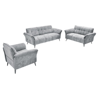 Agios Grey Fabric 1 Seater Sofa with Black Chromed Legs Modern Compact Design