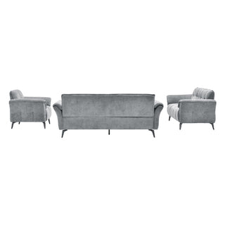 Agios Grey Fabric 1 Seater Sofa with Black Chromed Legs Modern Compact Design