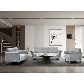 Agios Grey Fabric 1 Seater Sofa with Black Chromed Legs Modern Compact Design