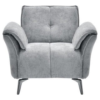 Agios Grey Fabric 1 Seater Sofa with Black Chromed Legs Modern Compact Design