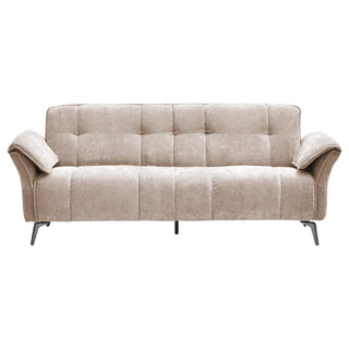 Agios Champagne Fabric 3 Seater Sofa with Black Chromed Legs Modern Luxury - Sofa In Store