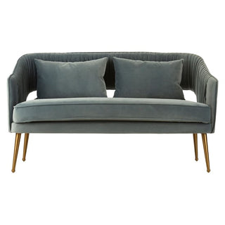 Agnetas Blue Velvet 2 Seater Sofa with Gold Legs and Unique Cut-Out Design - Sofa In Store