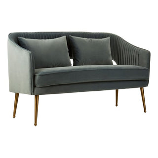 Agnetas Blue Velvet 2 Seater Sofa with Gold Legs and Unique Cut-Out Design - Sofa In Store