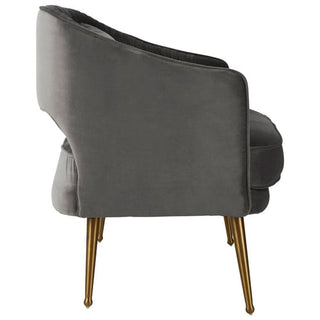Agnetas Grey Velvet 2 Seater Sofa with Gold Legs and Unique Cut-Out Design - Sofa In Store