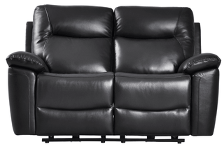 Amarien 2 Seater Genuine Leather Black Electric Power Recliner - Sofa In Store