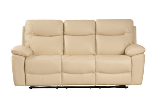 Amarien 3 Seater Genuine Leather Cream Electric Recliner Sofa - Sofa In Store