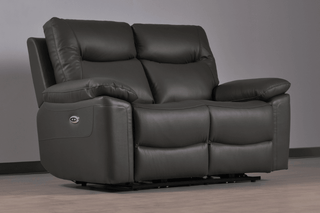 Amarien 2 Seater Genuine Leather Grey Electric Recliner Sofa - Sofa In Store