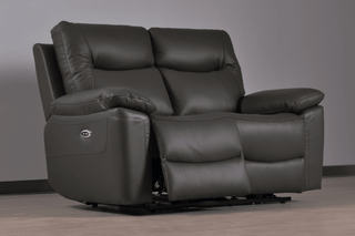 Amarien 2 Seater Genuine Leather Grey Electric Recliner Sofa - Sofa In Store