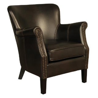 Aquarii Leather Armchair With Wooden Legs In Brown - Sofa In Store