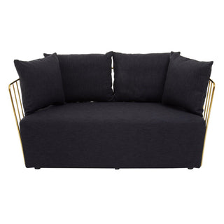 Azaltro Black Fabric 2 Seater Sofa with Gold Steel Frame Modern Lounge Piece - Sofa In Store