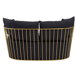 Azaltro Black Fabric 2 Seater Sofa with Gold Steel Frame Modern Lounge Piece - Sofa In Store