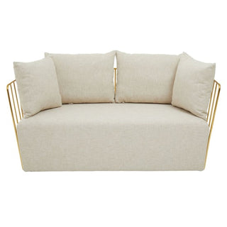 Azaltro Fabric 2 Seater Sofa with Gold Steel Frame in Natural Stylish Comfort - Sofa In Store