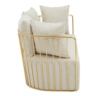 Azaltro Fabric 2 Seater Sofa with Gold Steel Frame in Natural Stylish Comfort - Sofa In Store