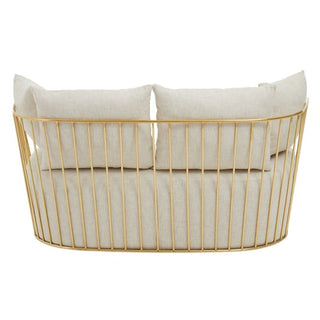 Azaltro Fabric 2 Seater Sofa with Gold Steel Frame in Natural Stylish Comfort - Sofa In Store