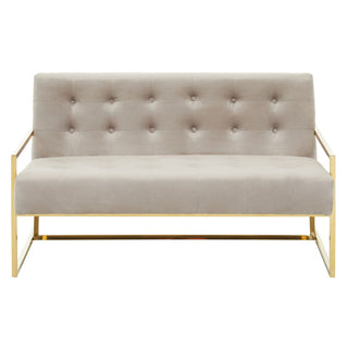 Azaltro Velvet 2 Seater Sofa with Gold Steel Frame in Mink Luxury Compact Design - Sofa In Store