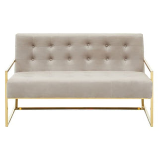 Mink Velvet 2 Seater Sofa | Gold Steel Frame | Compact Design - Sofa In Store