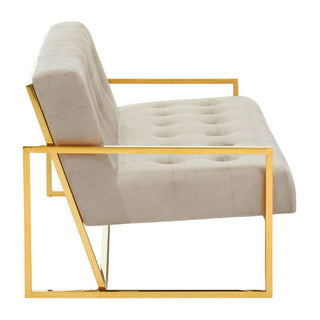 Azaltro Velvet 2 Seater Sofa with Gold Steel Frame in Mink Luxury Compact Design - Sofa In Store