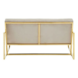 Azaltro Velvet 2 Seater Sofa with Gold Steel Frame in Mink Luxury Compact Design - Sofa In Store