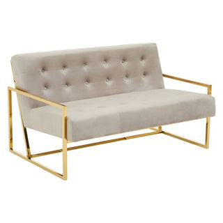 Azaltro Velvet 2 Seater Sofa with Gold Steel Frame in Mink Luxury Compact Design - Sofa In Store
