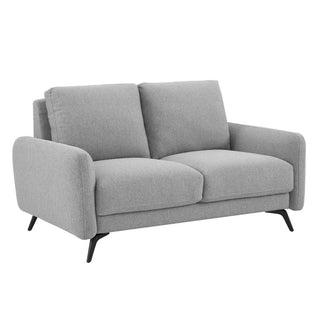 Belfast Fabric 2 Seater Sofa with Black Legs in Grey Modern Compact Design - Sofa In Store
