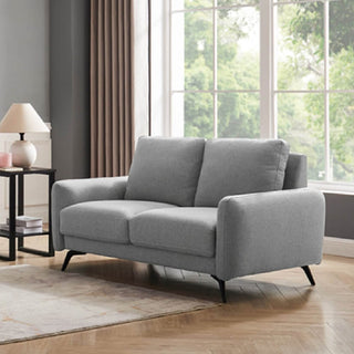 Belfast Fabric 2 Seater Sofa with Black Legs in Grey Modern Compact Design - Sofa In Store