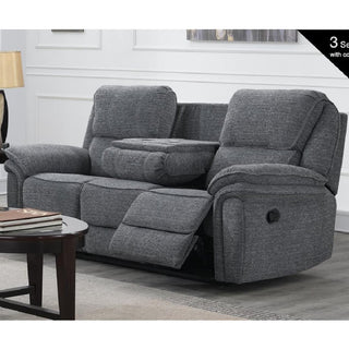 Brela Fabric Recliner 3 Seater Sofa In Dark Grey - Sofa In Store