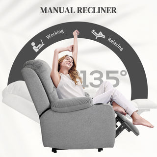 HOMCOM Microfibre Manual Reclining Armchair, with Footrest - Grey - Sofa In Store