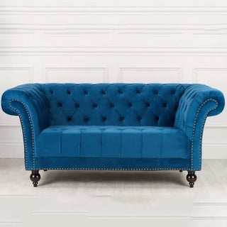 Chanter Chesterfield Fabric 2 Seater Sofa in Midnight Blue Modern Comfort and Style - Sofa In Store